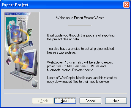 Export Project wizard